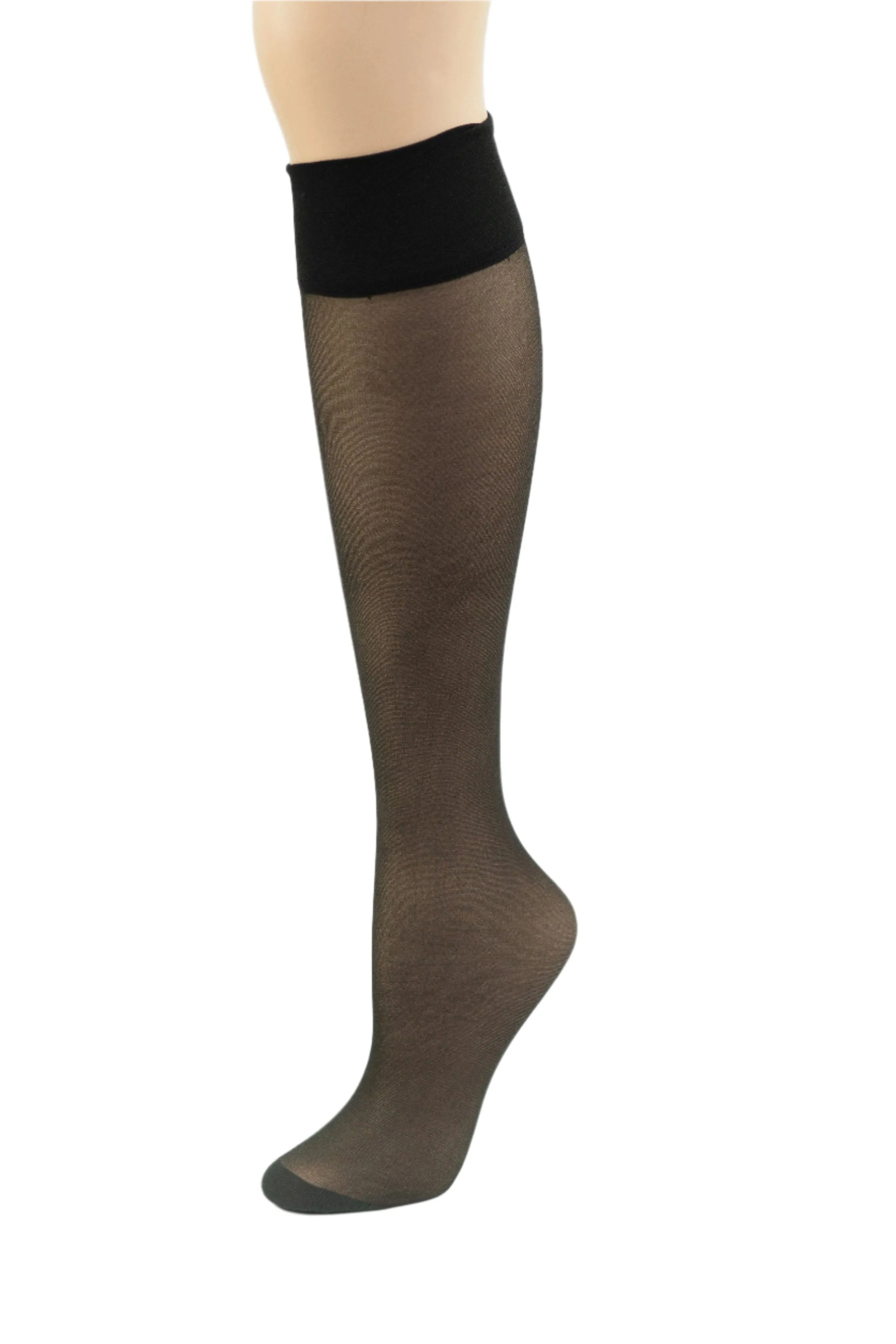 Women's Stay-Up Nylon Knee Highs Queen Plus 6 Pair Packs